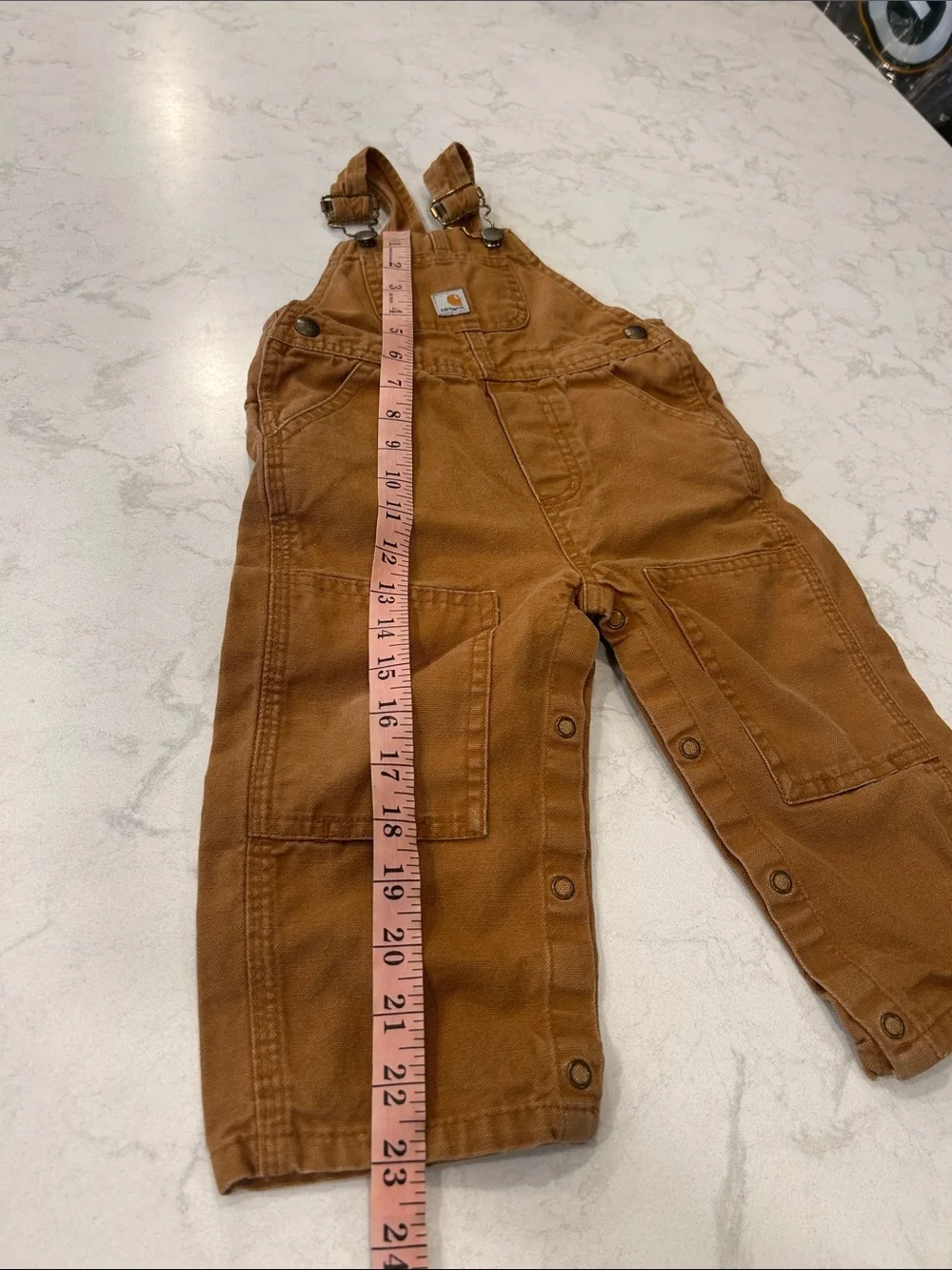 Carhartt Tan/Brown Infants Duck Canvas Overalls with Front Pocket 18 Month
